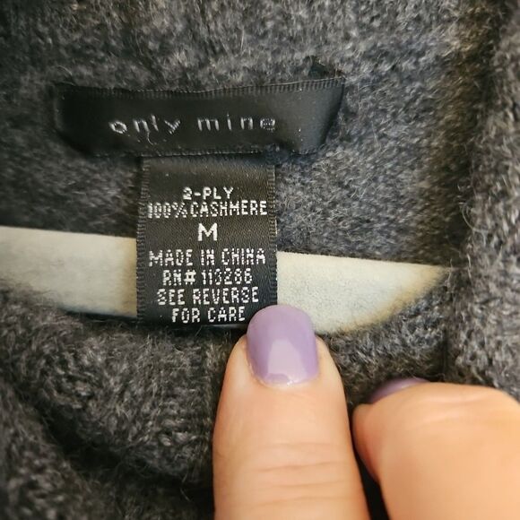 Only‎ Mine 2ply 100% cashmere Dark Grey cowl neck sweater Womens Medium, Cuffs - Picture 3 of 8